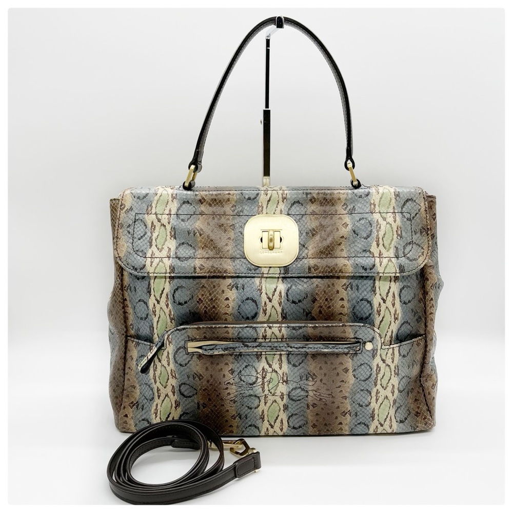 Longchamp Multicolored Python Embossed Leather Ga… - image 1